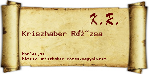 Kriszhaber Rózsa névjegykártya